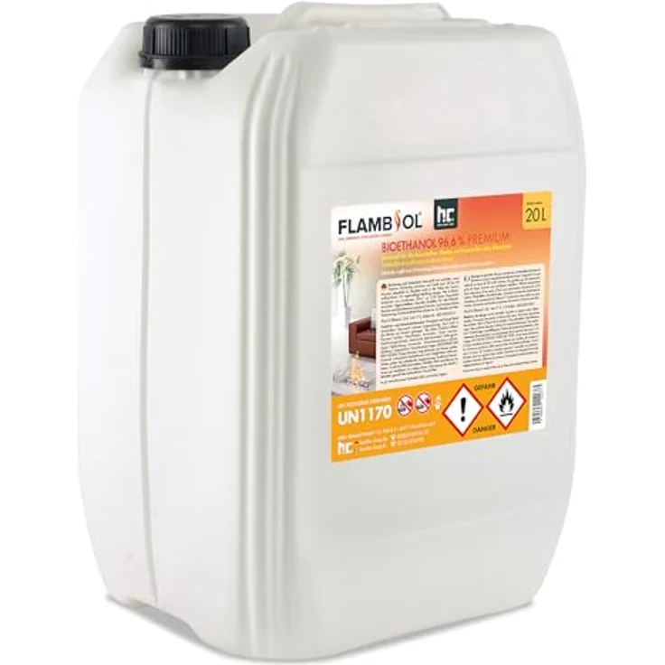 Höfer Chemie 20 L FLAMBIOL® Bioethanol 96,6% Premium für Ethanolkamin in Kanistern – Bild 1