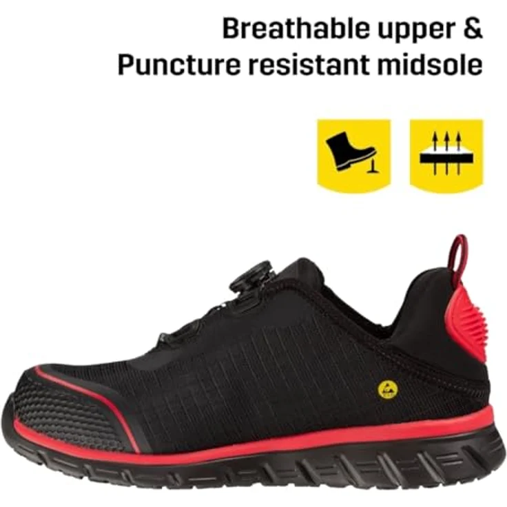Safety Jogger Works LIGERO2 S1P Sicherheitsschuh, ultraleicht mit Nano Carbon Zehenschutzkappe, metallfrei, atmungsaktiv, TLS-Verschluss, schwarz – Bild 2