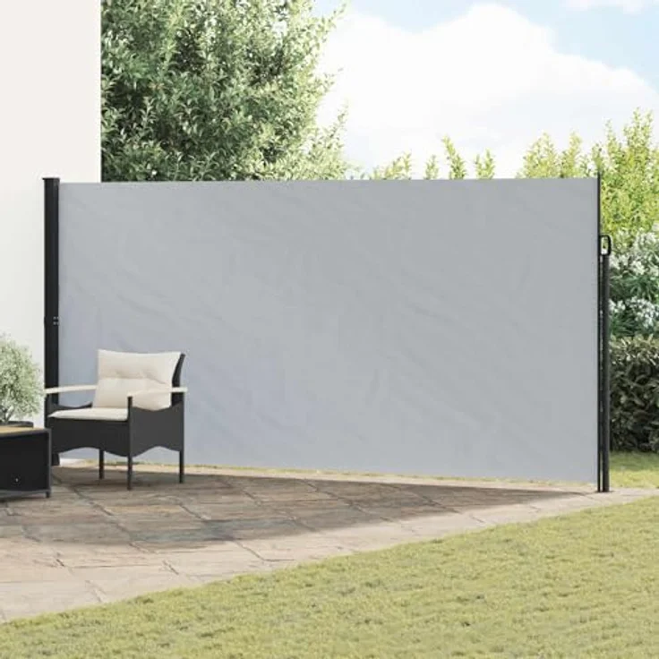 vidaXL Seitenmarkise, einziehbar, grau, 500 x 180 cm, wasserdicht, UV-Schutz, modern – Bild 2