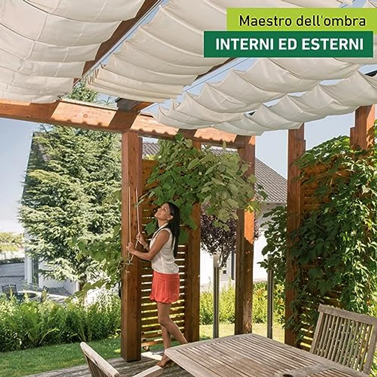 Windhager Sonnensegel für Seilspanntechnik, Wintergarten und Terrassen Beschattung, Seilspannmarkise, 270 x 140 cm, Uni Weiß, 10874 – Bild 2