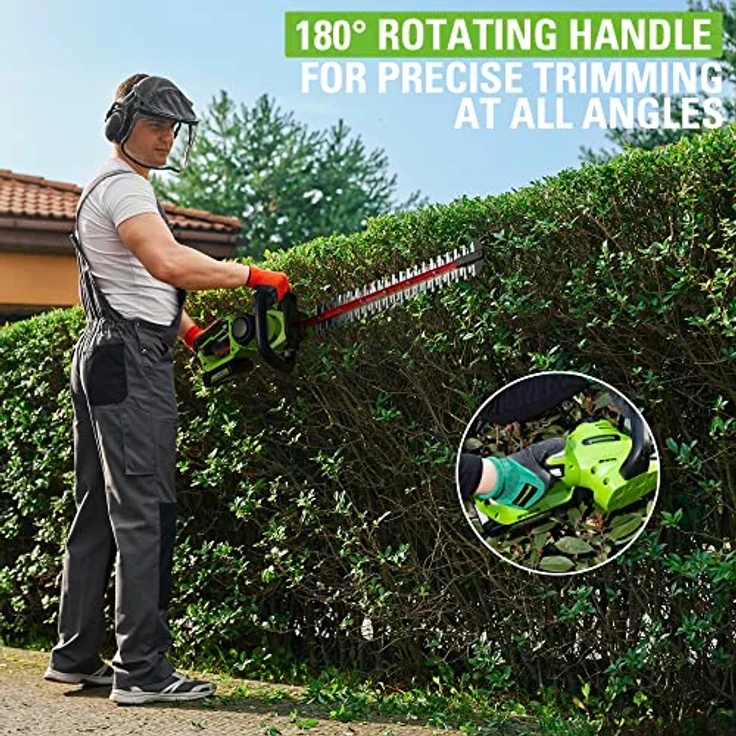 Greenworks G24HT56II, 24V Akku-Heckenschere mit 56 cm Doppelklinge, Schneidet Äste bis 25,4 mm, schwenkbarer Kopf, ohne Akku & Ladegerät – Bild 2