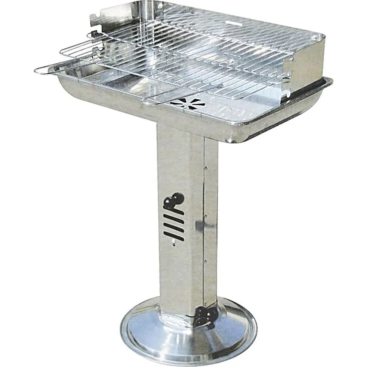 Buri Edelstahl Standsäulengrill Gartengrill Holzkohlegrill - höhenverstellbarer Grillrost, Luftventil, inklusive Ascheschubfach