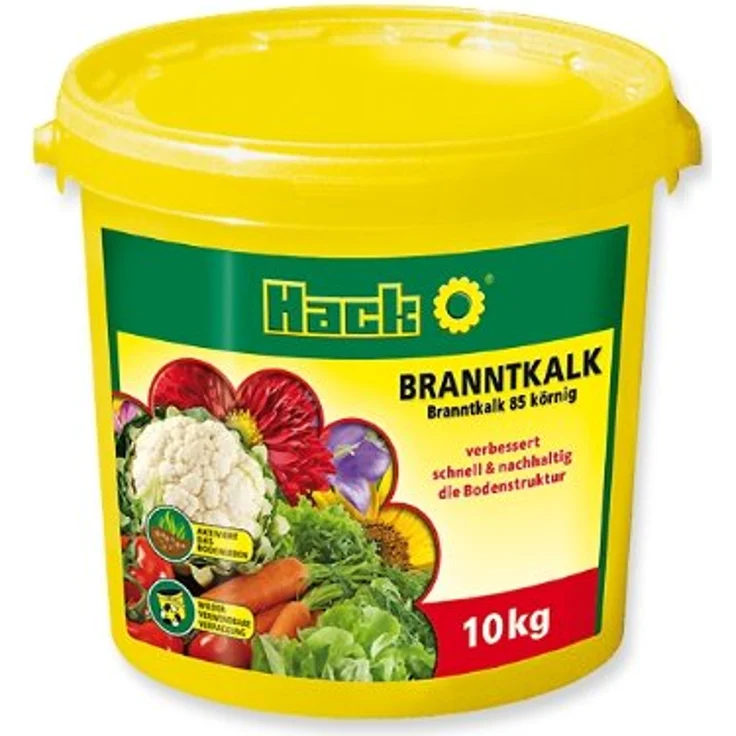 Hack Branntkalk 10 kg, gekörnt mit 85% CaO Calciumoxid, schnell wirksam gegen Bodensäure
