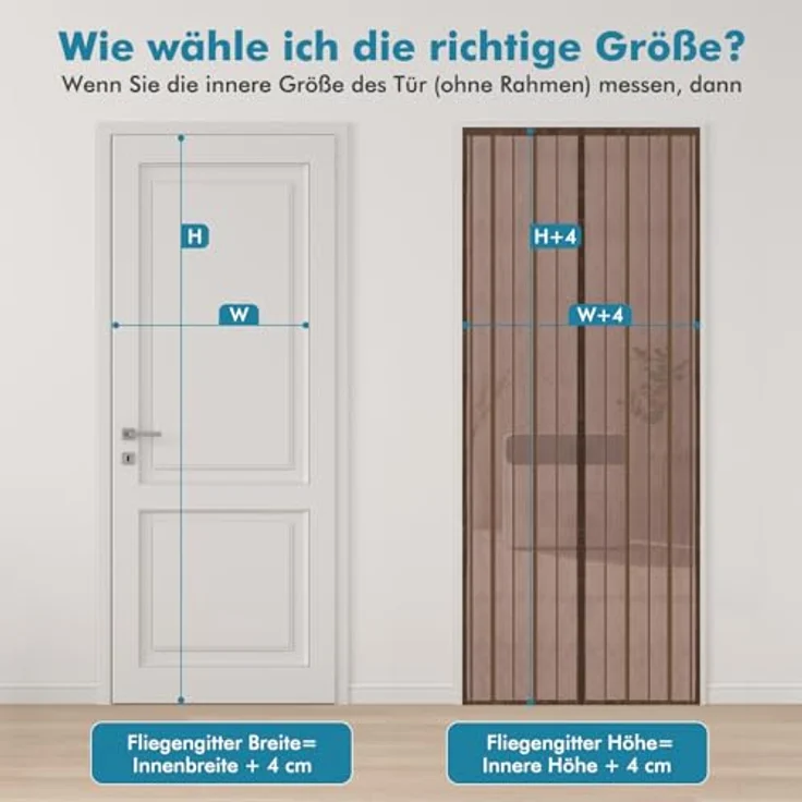 Sekey Magnet Fliegengitter Balkontür, Fliegenschutzvorhang ohne Bohren, Schiebetür Insektenschutz 100x220cm, Braun – Bild 5