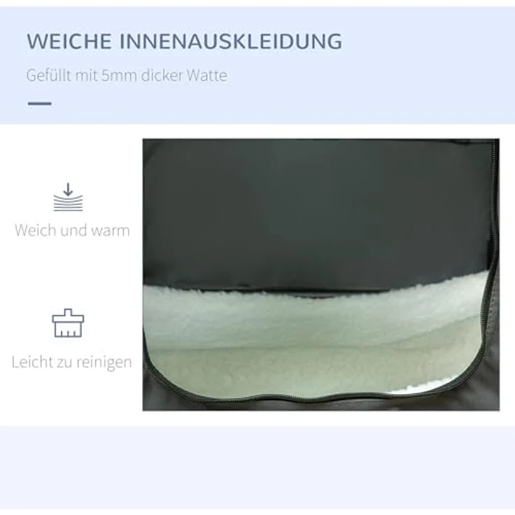 PawHut Hundetasche Hundebox mit Meshfenster, Katzentransportbox mit Kissen, Transportbox, Transporttasche für Hunde bis 4 kg, Oxford, Grau, 60 x 42 x 42 cm – Bild 5