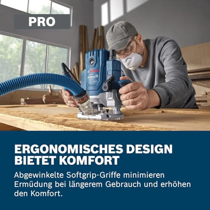 Bosch Professional GOF 20-12, kabelgebundene Oberfräse mit 2000W, Staubabsaugung, Rollenführung, Parallelanschlag und Spannzangen-Set – Bild 5