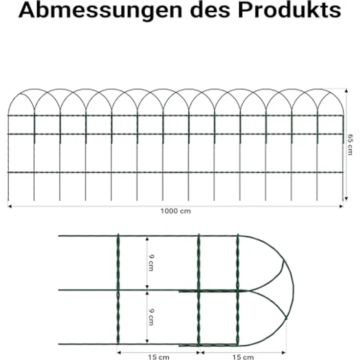Wiltec Gartenzaun Maschendrahtzaun 0,65X10M, PVC-beschichtet, grün, robust und wetterfest – Bild 3
