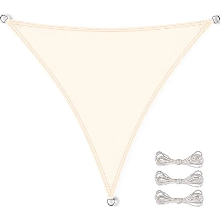 CelinaSun Sonnensegel inkl Befestigungsseile Premium PES Polyester wasserabweisend imprägniert Dreieck gleichseitig 3 x 3 x 3 m Creme weiß