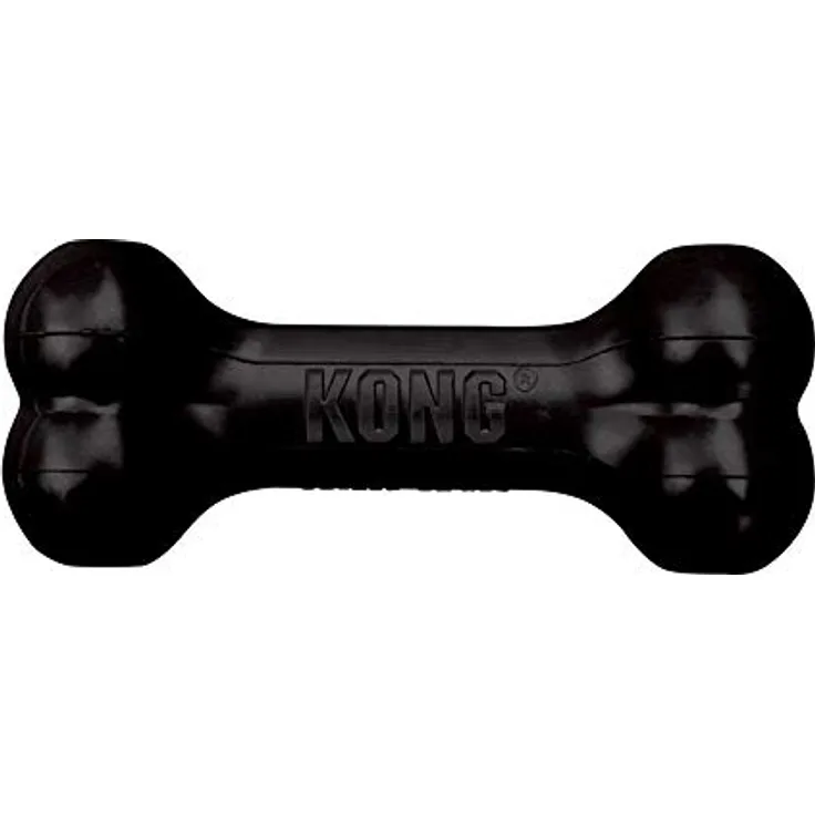 KONG – Extreme Goodie Bone – Robuster Kautschukknochen für Kräftiges Kauen, Schwarz – Für Große Hunde