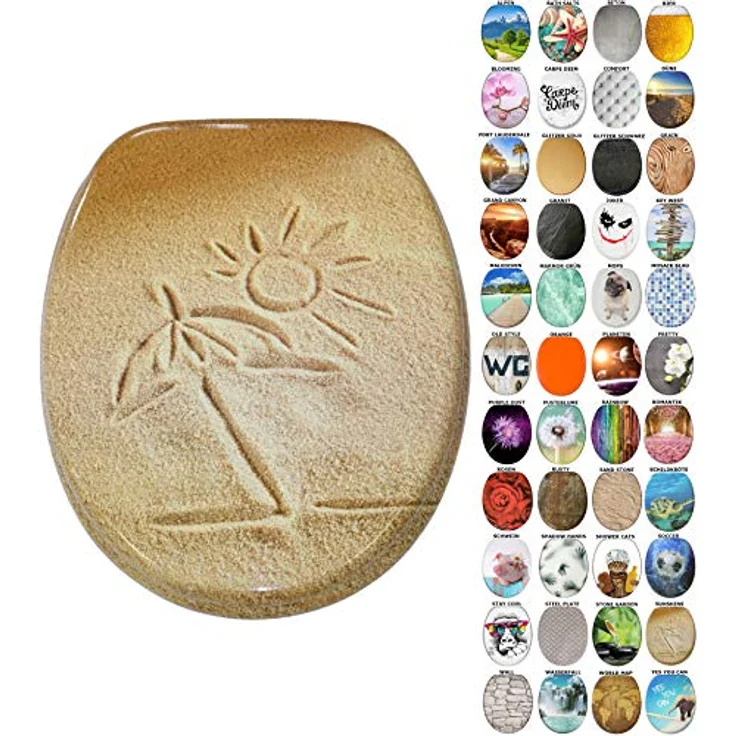Sanilo WC Sitz Sunshine, Toilettendeckel aus Holz mit Absenkautomatik, antibakterieller Oberfläche, stabil und pflegeleicht – Bild 1