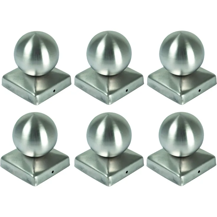 6x Edelstahl Pfostenkappe Kugel 90 x 90 mm Zaunkappe Zierkappe Pfahl Abdeckung
