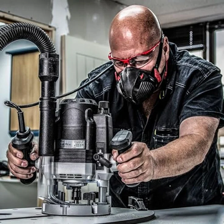 Trend T8EK/EURO, 12mm Dual-Mode Oberfräse mit 2200 W und 11-stufiger Geschwindigkeitsregelung, Schwarz, für Hand- und Frästischbetrieb – Bild 2