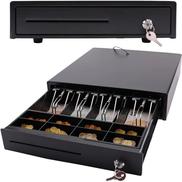 Olympia MD 335C Kassenschublade mit 4 Fächern für Banknoten und 8 für Münzen - RJ-12 12-24 Volt Anschluss - Solide Kassenschublade 36,8 x 33,5 x 9,4 cm, unversell – Bild 1