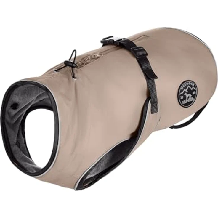 HUNTER Hundemantel Uppsala, 2in1 Design mit herausknüpfbarem Innenfutter, wasserabweisend, Größe 32,5 - Taupe – Bild 1