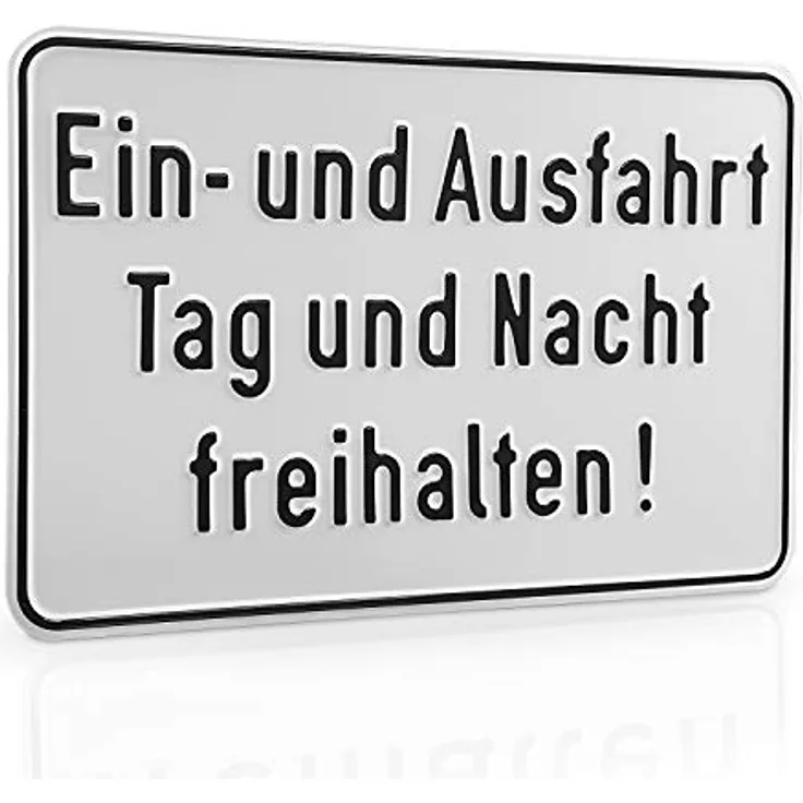 Betriebsausstattung24® Hinweisschild „Ein- und Ausfahrt Tag und Nacht freihalten!“ | Aluminium | 25,0 x 15,0 cm, zur Grundbesitzkennzeichnung