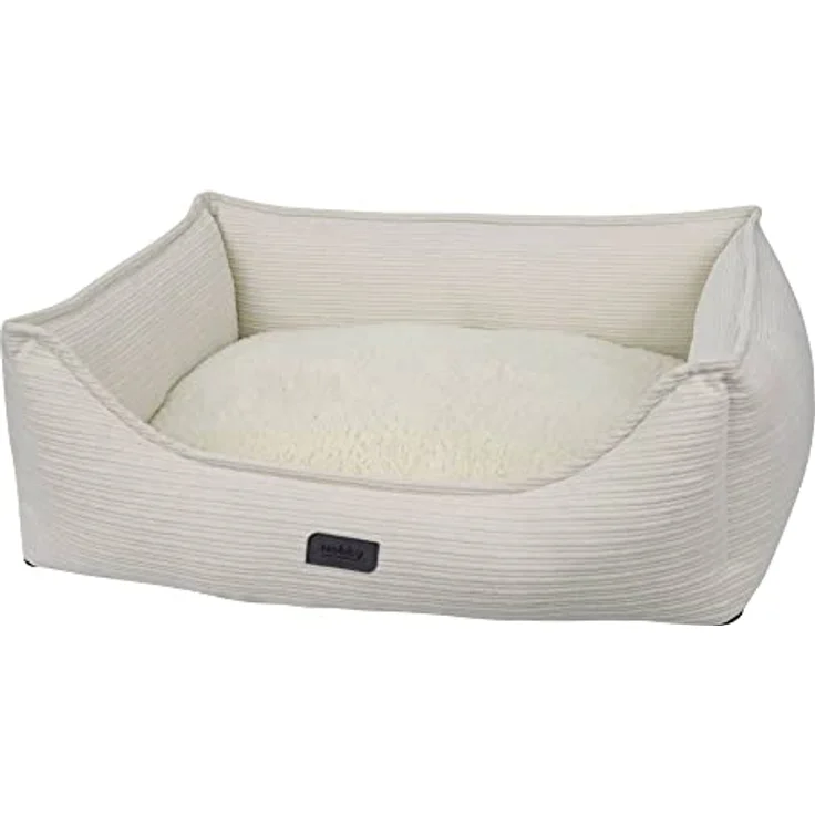 Nobby 61744 Komfortbett eckig KAMBA beige; L x B x H: 60 x 48 x 19 cm - Tier-Schlafplatz in Cordoptik mit Wendekissen, Wattefüllung und Anti-Rutsch-Noppen – Bild 2