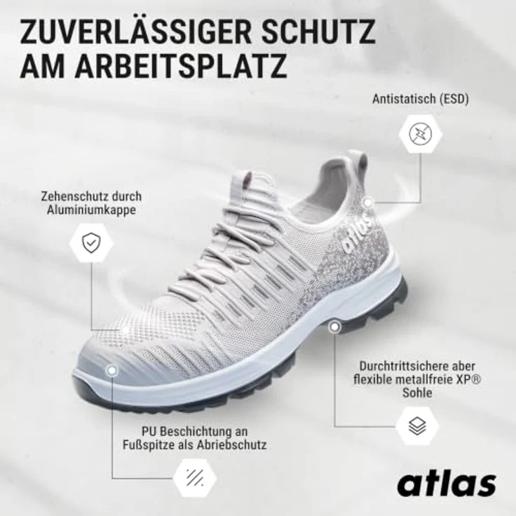 Atlas Sicherheitsschuhe 77500 FAST 10, Arbeitsschuhe, Sicherheitsschuhe, weiß, Größe 10 – Bild 3
