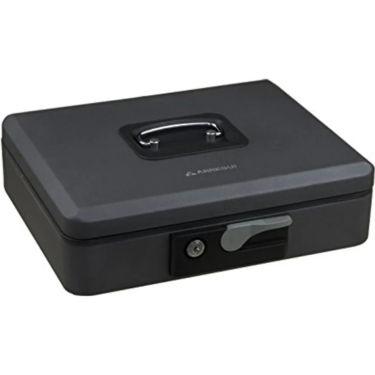 ARREGUI Popup C9746 Geldkassette aus Stahl | Geldbox | 30 cm breit | Abschließbare Kasse mit Geldeinsatz | Große Geldkassette mit Schlüssel und Münzeinsatz / Geldeinsatz | Geldkasse | grau