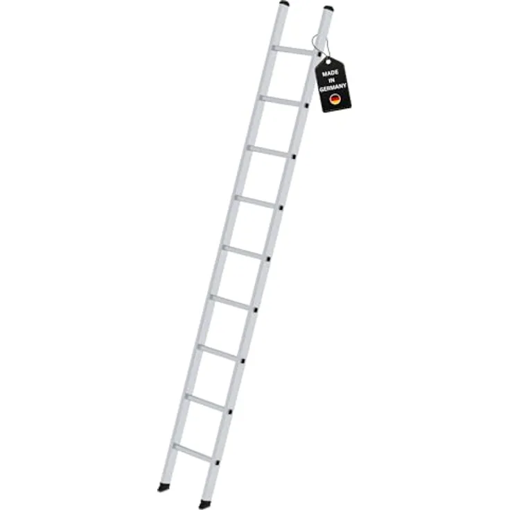 PROREGAL Sprossen-Anlegeleiter 350mm breit ohne Traverse | 9 Sprossen, hohe Sicherheit, Trittfest & Rutschsicher, langlebig - Preisvergleich
