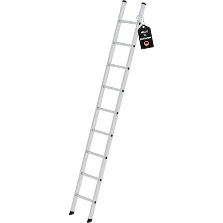 PROREGAL Sprossen-Anlegeleiter 350mm breit ohne Traverse | 9 Sprossen, hohe Sicherheit, Trittfest & Rutschsicher, langlebig - Preisvergleich – Bild 1