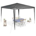 Relaxdays Pavillon, HxBxT: 2,5 x 3 x 3 m, PE & Stahl, wasserdicht, reißfest, Stecksystem, Partyzelt Garten, anthrazit, 1 Stück