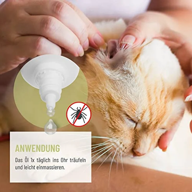 TESTURTEIL SEHR GUT 09/23 ReaVET Ohrmilbenöl Plus 25ml sofort wirksames Mittel für Katzen – gegen Ohrmilben mit Kamille für Katze, Sanfte Pflege bei Juckreiz im Ohr, Ohrentropfen Milben, Ohrenreiniger – Bild 3