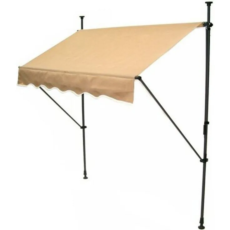 Apex Markise Klemmmarkise 200cm Balkonmarkise Sonnenschutz in Beige, mit Teleskopstangen und Klemmbefestigung