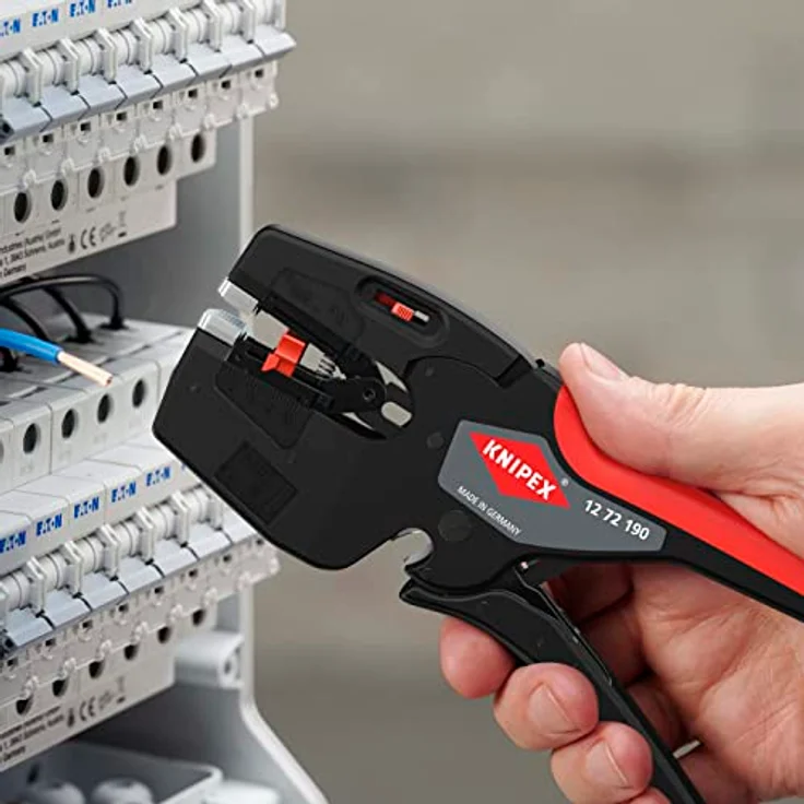 Knipex NexStrip Elektriker-Multiwerkzeug mit rutschhemmenden Kunststoff-Hüllen 190 mm 12 72 190 SB – Bild 2