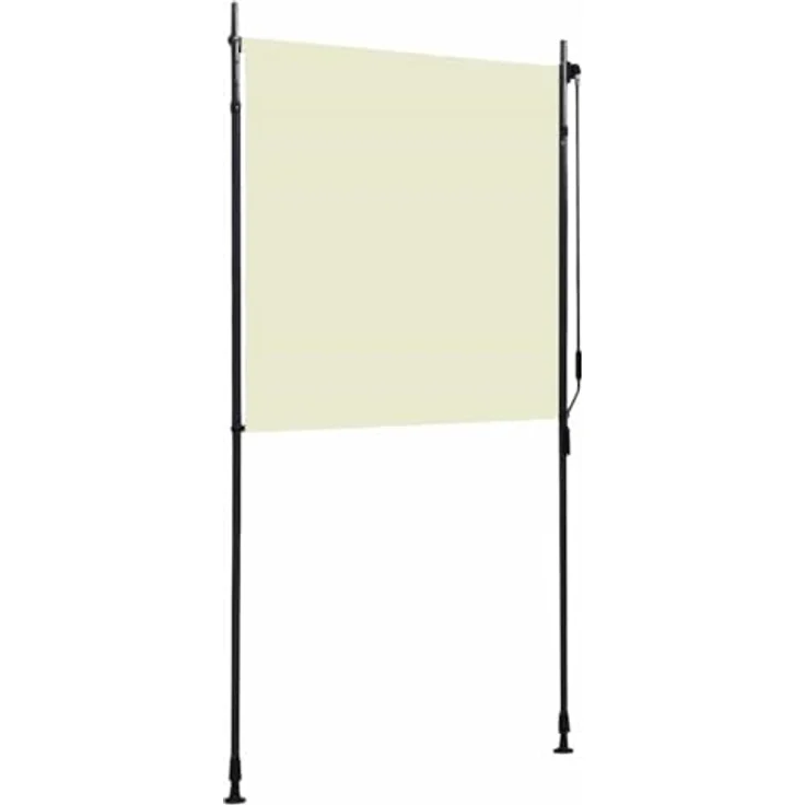 vidaXL Außenrollo 120 x 270 cm Creme, Senkrechtmarkise mit Handkurbel und höhenverstellbaren Pfosten – Bild 4