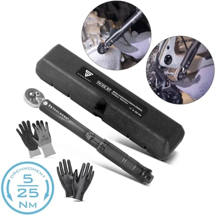 STAHLWERK Drehmomentschlüssel TW-25 ST 5-25 Nm 1/4? Zoll Umschaltknarre | Ratschenschlüssel | Ratsche | Knarre mit Mikrometerskala – Bild 3