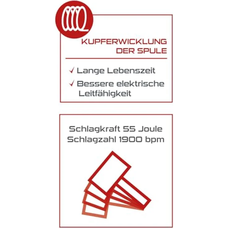 Practixx Abbruchhammer PX-AB-55, 55J Schlagkraft, 1700W, 1900BPM, SDS HEX Aufnahme mit Softgrip, inkl. Spitz- und Flachmeißel (410mm) & Transportbox mit Rollen – Bild 4