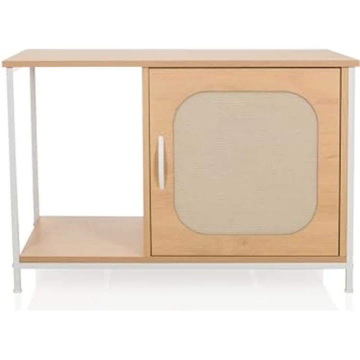 hjh LIVING Kittyhome 1, Offenes Katzenklo im Boho-Stil mit integrierter Kratzfläche und Ablage, MDF-Material – Bild 9