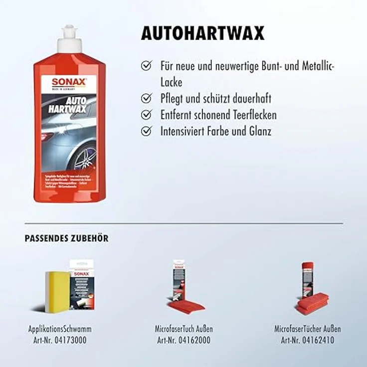 Sonax Auto Hart Wax 500ml KFZ Lack Pflege Carnauba Wachs entfernt Teerflecken – Bild 3