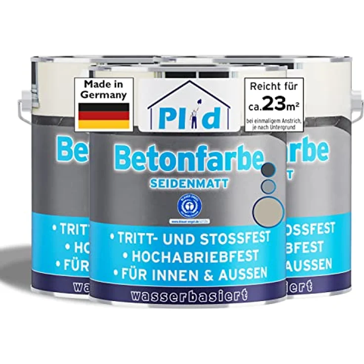 plid® Betonfarbe Innen & Außen Frostsicher Kieselgrau 2,25L - Flüssigkunststoff Bodenbeschichtung - Betonfarbe Kellerboden - Bodenfarbe für Keller, Zement, Mauerwerk & Holz - Made in Germany – Bild 1