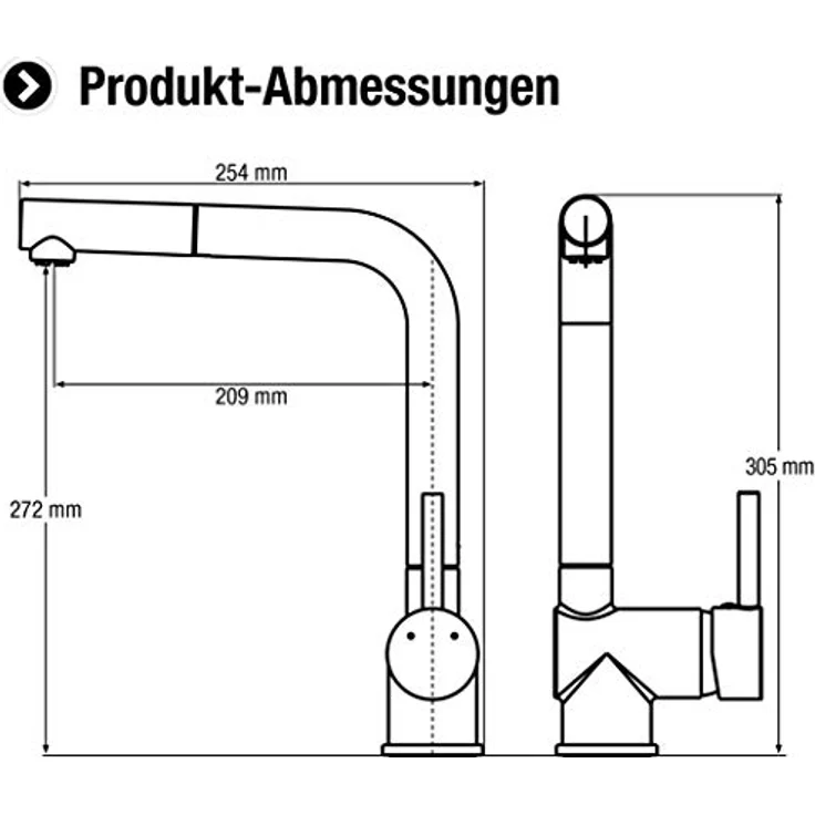 CORNAT Spültischarmatur Livenne HD, Messing, Hochdruck, Luftsprudler, Edelstahllook, Silber – Bild 2