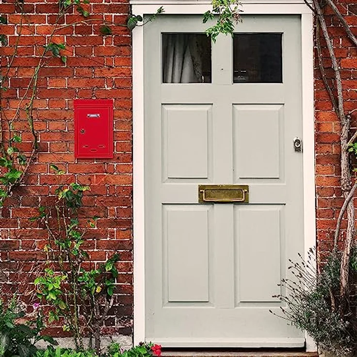 Relaxdays Briefkasten mit Namensschild, aus Metall, mit 2 Schlüsseln, Postkasten schmal, HxBxT: 30,5 x 21 x 7 cm, rot, 1 Stück – Bild 3