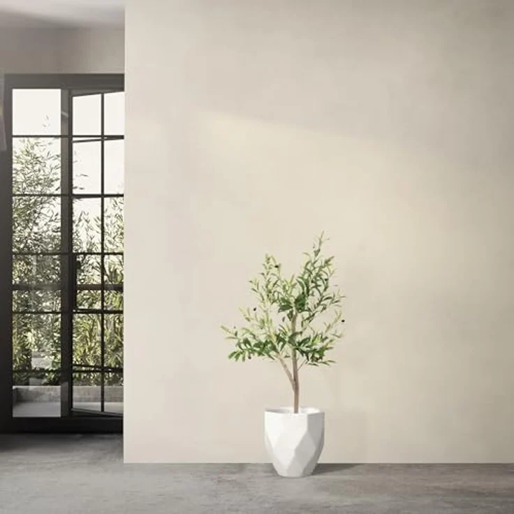 ML-DESIGN Kunstbaum Olive, 120 cm hoch, künstliche Pflanze mit echtem Holzstamm und Stoffblättern für Innen & Außen, dekorativ für Wohnräume und Garten – Bild 8