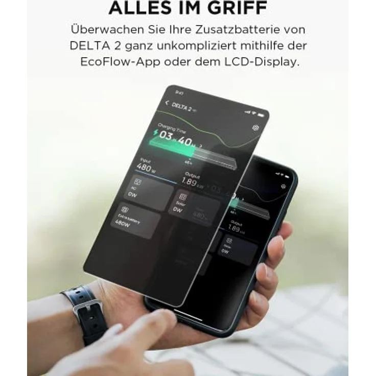 EcoFlow EF ECOFLOW Delta 2, erweiterbarer Zusatzakku 1024Wh mit Kapazitätserweiterung bis 6 kWh, 5 Jahre Garantie – Bild 4