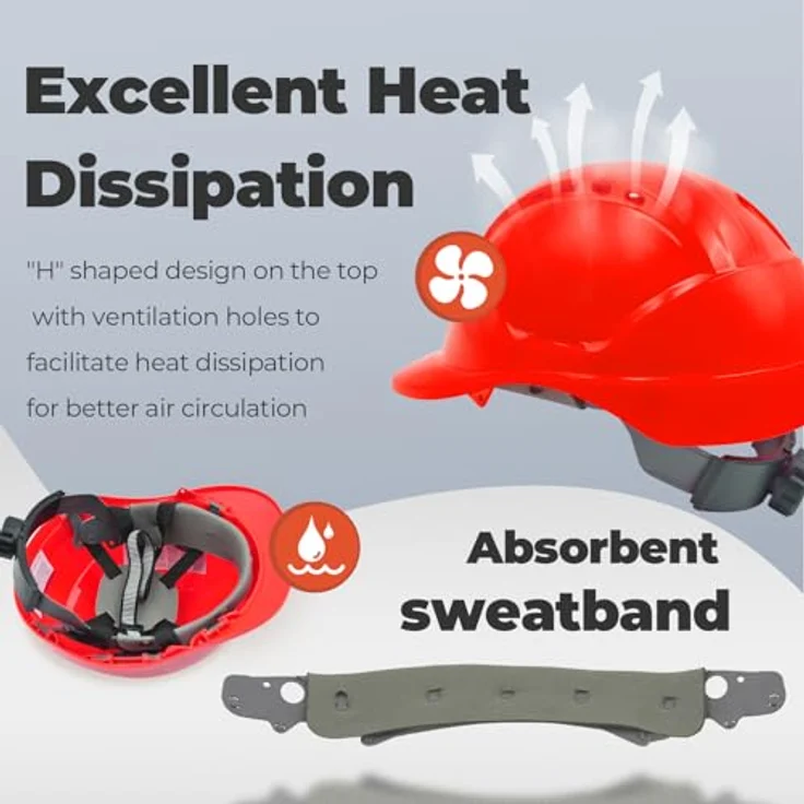 Mustbau GM-16 Bauhelm mit Kinnriemen und 6-Punkt-Gurt, verstellbar 52-66cm, EN 397 - Schwarz – Bild 4