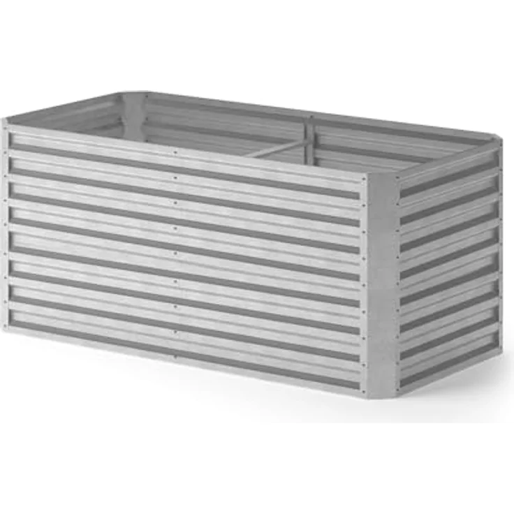 Ok-Living Hochbeet Kräuterbeet Gemüsebeet rechteckig 180x90x80cm (LxBxH) Silber Pflanzkasten Frühbeet Aufzucht Beet Garten – Bild 2