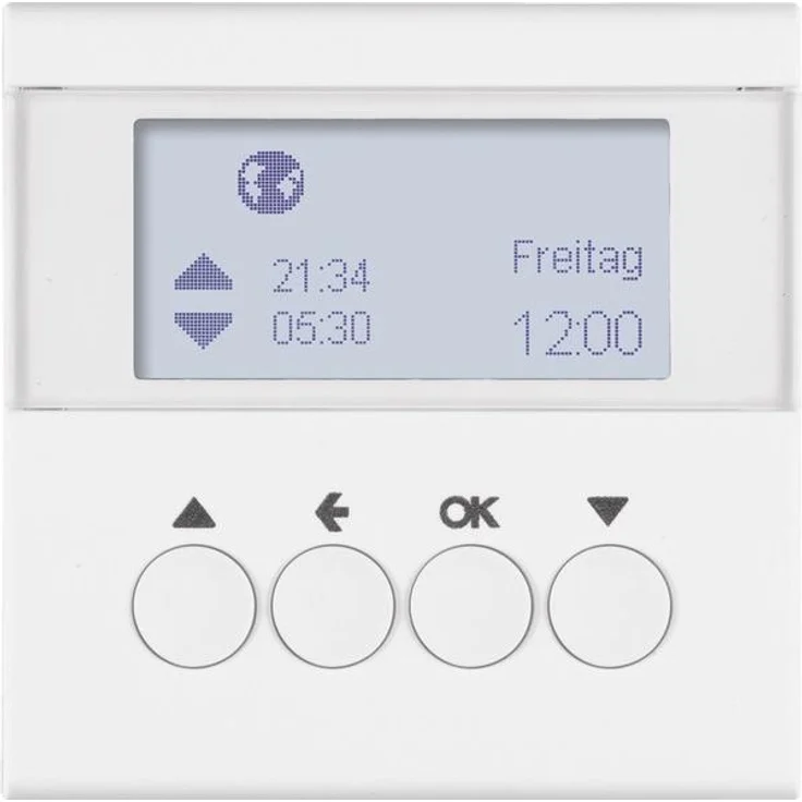 Berker Jalousie-Schaltuhr S.1/B 85741188, Zeitschaltuhr mit Astroprogramm und Ferienfunktion, polarweiss matt – Bild 1