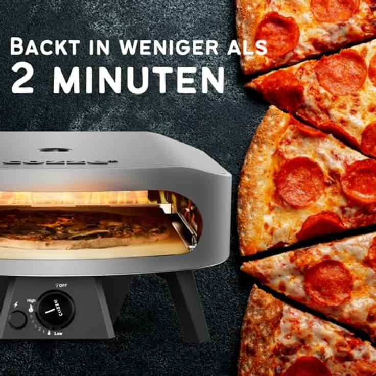 COZZE Gas-Pizzaofen Classic 17", 8 kW, Backtemperatur bis 450°C, tragbar, inkl. Cordierit-Pizzastein, Grillfläche 43 x 43 cm – Bild 2
