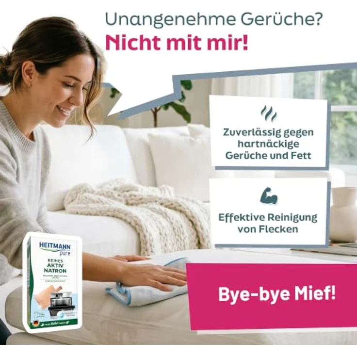HEITMANN pure Reines Aktiv-Natron 450g, umweltfreundlicher Küchenreiniger zur Geruchsneutralisation und Fleckenentfernung – Bild 2