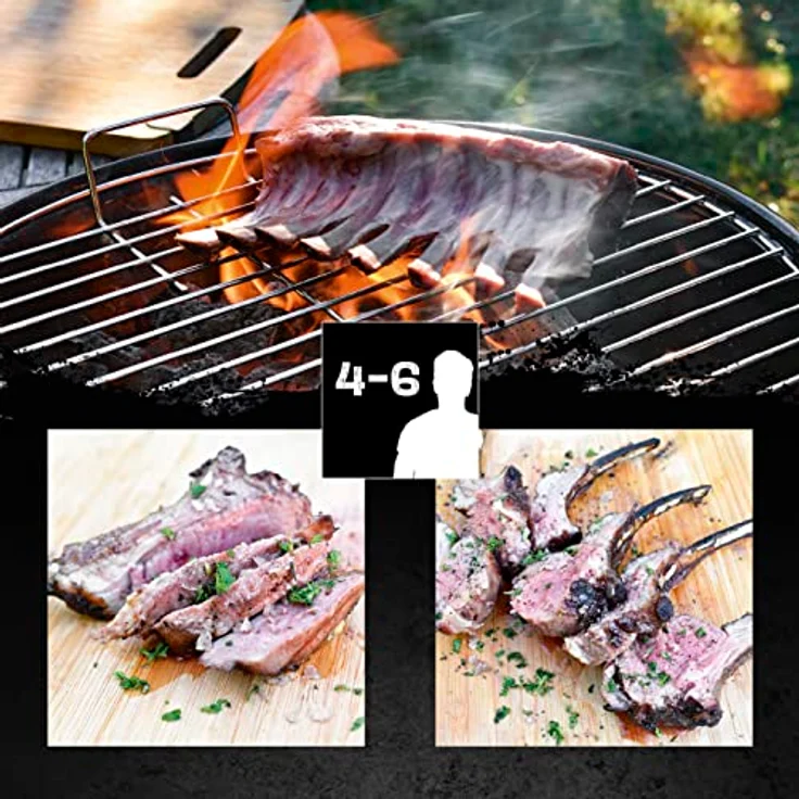 LANDMANN Kleiner Holzkohle Kugelgrill | Grillfläche ca. Ø 41 cm | ca. 15 cm hoher Garraum | Grillhöhe ca. 62 cm | Verchromter Grillrost mit Griffen | 3 Stativbeine – Bild 4