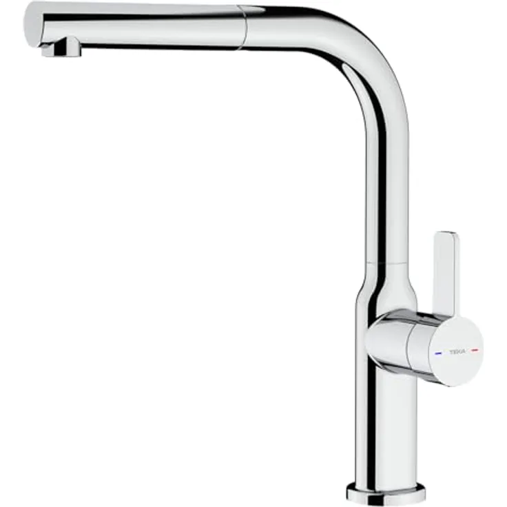 Teka Küchenarmatur Einhand mit keramischen Dichtungen, schwenkbarem Auslauf und Easy-Quick Montagesystem