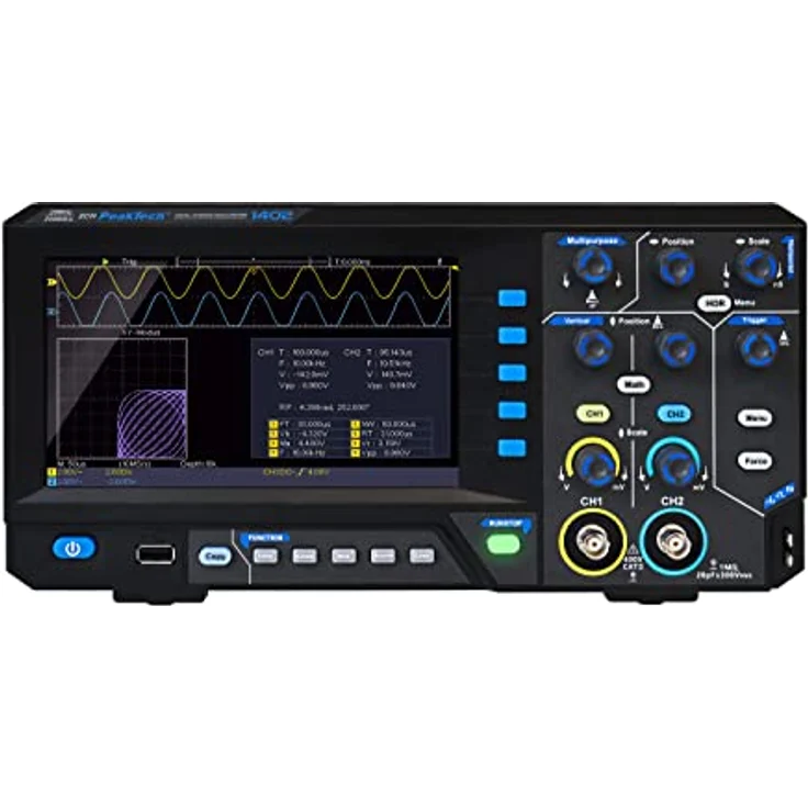 PeakTech 1402, Digital Speicher Oszilloskop, 2 Kanal, 20 MHz, 250 MS/s, USB Schnittstelle, PC Software, P 1402 – Bild 1