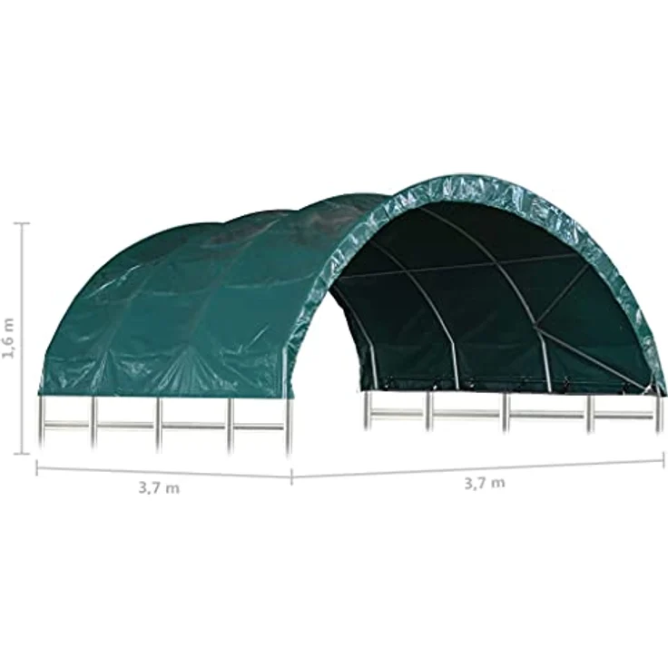 vidaXL Weidezelt Wasserfest Weidehütte Offenstall Weide Unterstand Weideunterstand Schafe Pferde Kühe Stall Shelter PVC 3,7x3,7m Grün – Bild 4