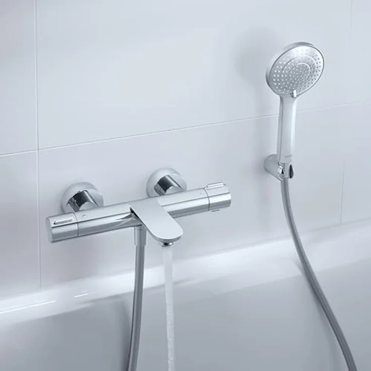 Duravit Wave Wannenarmatur, Aufputz für 2 Verbraucher mit Umstellventil, Keramikmischsystem, Chrom, EasyClean und AirPlus Technologie – Bild 2