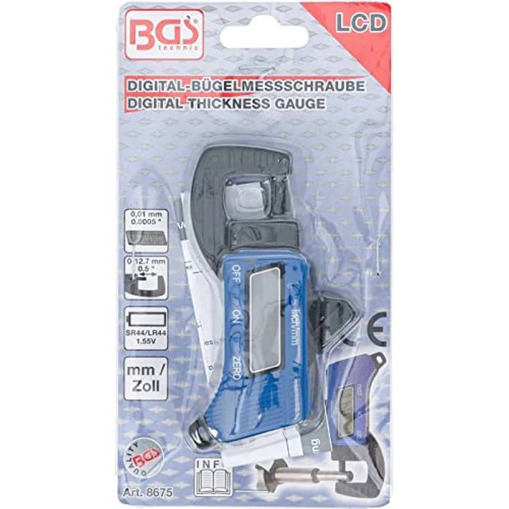 BGS TECHNIC Digital-Bügelmessschraube 0 - 13 mm, präzise Messung mit 0,01 mm Auflösung, für Bremsscheibenstärke und weitere Anwendungen – Bild 4