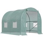 Outsunny Foliengewächshaus Tomatengewächshaus Treibhaus Folientunnel Frühbeet mit Fenster Grün 245 x 200 x 198 cm